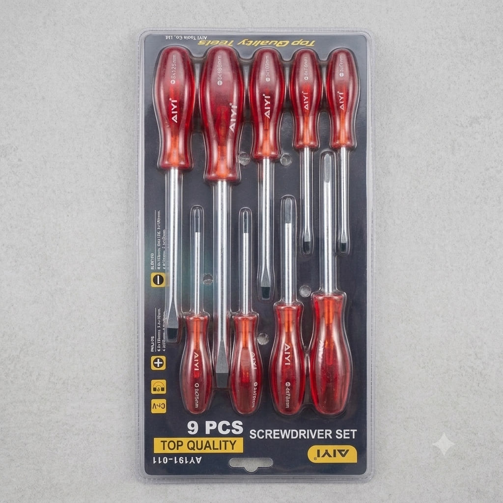 9 Piece Screwdriver Set (Red)