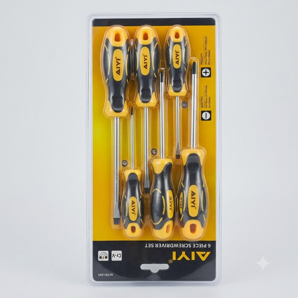 6 Piece Screwdriver Set (Yellow)